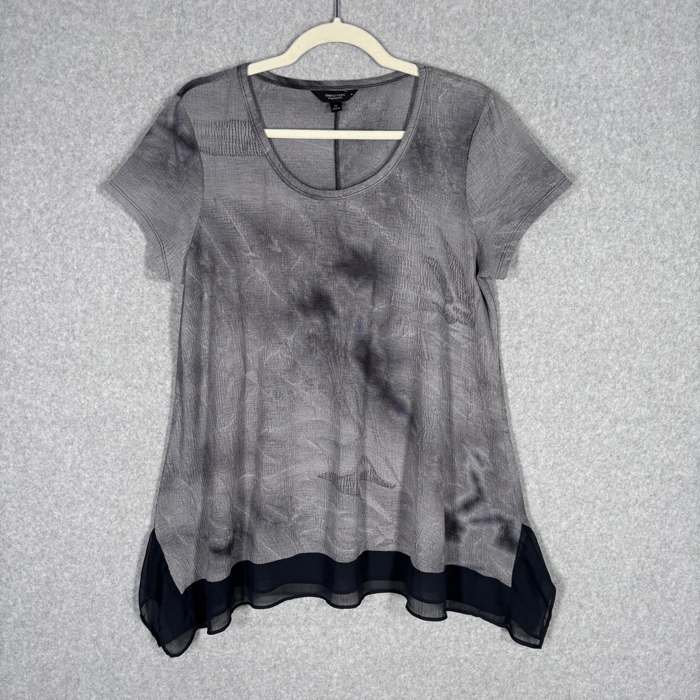 Babydoll Top Medium Boho Abstract‎ Chiffon Trim Flowy Lagenlook Fairy Grunge Y2K